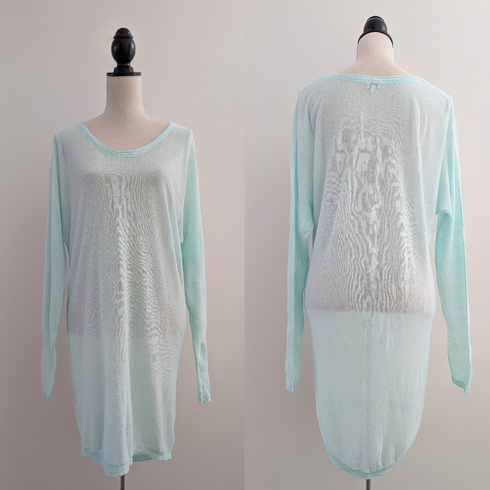 Like New Babaton Sheer Linen Long Sleeve Tunic Dress Sz M